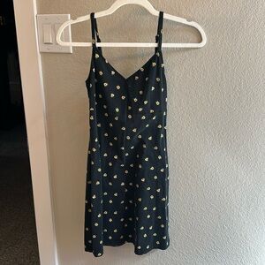 Hollister Black Mini Dress with Yellow Floral Design size xs